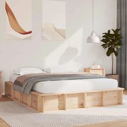vidaXL Cama com armazenamento em elevação, 160 x 200 cm, madeira de pinho sólida.