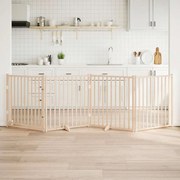 vidaXL Portão para cães com porta dobrável, 4 painéis, 320 cm, madeira maciça de abeto