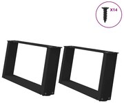 vidaXL Pés para mesa de centro em formato de U, 2 peças, preto, 70x(30-31) cm, aço