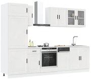 vidaXL 8 peças armário de cozinha conjunto Kalmar branco brilhante