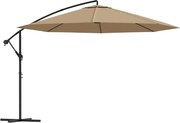 vidaXL Guarda-sol cantilever c/ poste alumínio 350cm cinza-acastanhado