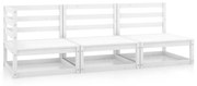 3 pcs conjunto lounge de jardim pinho maciço branco