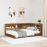 vidaXL Cabeceira de armazenamento com prateleira com cabeceira Madeira antiga 120 cm