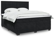 vidaXL Cama com molas/colchão 180x200 cm veludo preto