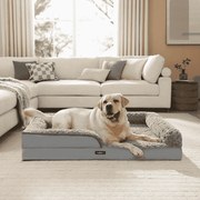 Cama ortopédica para cães de grande porte 122 x 89 x 18 cm cinzento