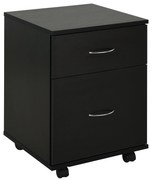 HOMCOM Bloco de Gavetas de Madeira Móvel para Arquivos de Escritório com 2 Gavetas para Escritório Secretaria 41x39x58cm Preto