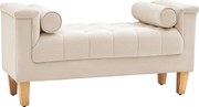 HOMCOM Banco estofado, design vintage, 2 almofadas, revestimento em chenille, 115 x 44 x 58 cm, bege | Aosom Portugal
