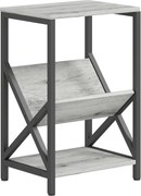 HOMCOM Mesa de Apoio Estreita Mesa Lateral com Armazenamento em 3 Níveis Porta-Revistas em V Estrutura em Aço 40x30x61cm Cinza Escuro | Aosom Portugal