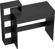 HOMCOM Secretária com arrumação, secretária de computador com 3 prateleiras de arrumação e gaveta, 100 x 40 x 90 cm, preto | Aosom Portugal