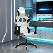vidaXL Cadeira gaming couro artificial branco e preto