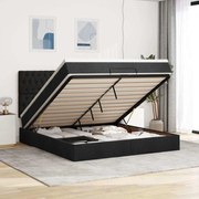 vidaXL Estrutura de cama otomana com colchão 160x200 cm tecido preto