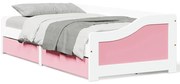 vidaXL Sofá-cama com 2 gavetas sem colchão 90x200 cm IRUN branco&amp;rosa