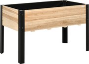 Outsunny Canteiro Elevado Caixa de Plantas Vaso de Flores Horta com Tecido-não-tecido Madeira Maciça Aço Natural+Preto 120 x 60 x 74 cm | Aosom Portugal