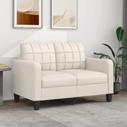 Sofá de 2 lugares 120 cm couro artificial cor creme