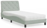 Cama com colchão 90x190 cm veludo cinzento-claro