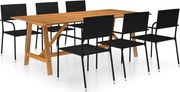 vidaXL 7 pcs conjunto de jantar para jardim preto