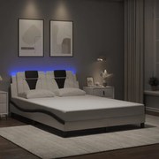 vidaXL Estrutura cama c/ luzes LED 120x200cm couro artif. branco/preto