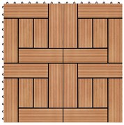 Ladrilhos de pavimento 11 pcs WPC 30x30 cm 1m² cor de teca