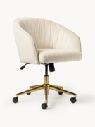 Cadeira de escritório em veludo com apoio de braços e regulável em altura Laria