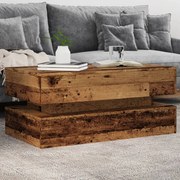 vidaXL Mesa de centro com luzes LED 90x50x40 cm madeira velha