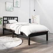 vidaXL Estrutura de cama 100x200 cm madeira maciça preto