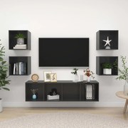 vidaXL 5 pcs conjunto móveis de TV derivados madeira cinza brilhante