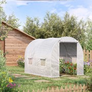Estufa de jardim em forma de túnel, 6 m², 3m x 2m x 1,9m , aço galvanizado reforçado com 2,4 cm de diâmetro + PE de alta densidade, janelas e porta br