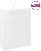 vidaXL Sacos de papel 250 unid com alças branco 32x12x42 cm