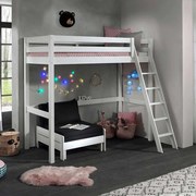 Conjunto Cama alta de Criança PINO 90 x 200 cm + estrado + escada + sofá-cama Branca