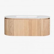 Conjunto De Móvel De Casa De Banho Suspenso Em Madeira Com Lavatório Integrado Carsone Madeira Natural & Sem Unidade Auxiliar & Sem Espelho - Sklum