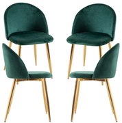 Pack 4 Cadeiras Vint Veludo Golden - Verde