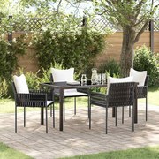 vidaXL Conjunto de Jantar de Jardim com 5 Peças e Almofadas Marrom em Polirattan