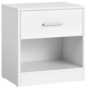 Mesa de cabeceira VASAGLE, mesa lateral com gaveta, puxador, compartimento aberto, mesa lateral, para quarto, sala de estar, branco clássico LET619T14