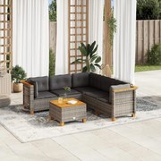 vidaXL 6 pcs conjunto sofás de jardim com almofadões vime cinzento