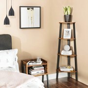 Estante de canto de design industrial 4 prateleiras 34 x 125 x 34 cm Castanho Vintage-preto