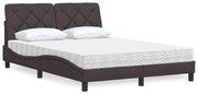 vidaXL Cama com colchão 140x200 cm tecido castanho-escuro