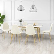 vidaXL Cadeiras de jantar 6 pcs veludo branco nata