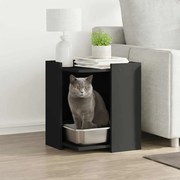 vidaXL Compartimento p/ caixa de areia de gatos deriv. madeira preto