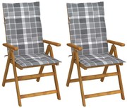 vidaXL Cadeiras jardim reclináveis c/ almofadões 2 pcs acácia maciça