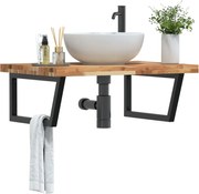vidaXL Prateleira de parede p/ lavatório aço/madeira de acácia maciça