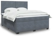 vidaXL Cama com molas/colchão 180x200 cm veludo cinzento-escuro
