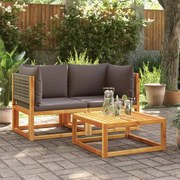 vidaXL Sofás de canto de jardim vidaXL com almofadas 2 peças madeira acácia e rattan