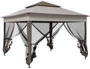 Outsunny Tenda Dobrável Exterior 3x3 m Tenda de Jardim com Teto Duplo Rede Mosquiteira Amovível e Bolsa de Transporte Cinzento | AOSOM Portugal