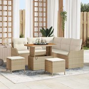 vidaXL Sofá de Jardim 8 Peças com Almofadas Beiges, Rattan e Poliéster