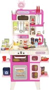 AIYAPLAY Cozinha de Brincar com Luz e Som Cozinha para Crianças com Acessórios Panelas Utensilios e Alimentos Falsos 52,5x22x100 cm Rosa | Aosom Portugal