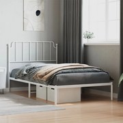 vidaXL Estrutura de cama em metal com cabeceira 107x203 cm branco
