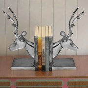 vidaXL Cerra-livros em forma de veado 2 pcs alumínio prateado