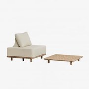 Conjunto De Jardim Com Poltrona E Mesa De Centro Quadrada 95x95 Cm Em Acácia Portet Marrom Acácia Claro - Sklum