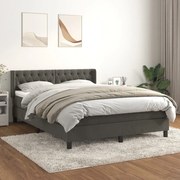 vidaXL Cama com molas/colchão 140x190 cm veludo cinzento-escuro