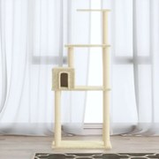 vidaXL Árvore para gatos c/ postes arranhadores sisal 147 cm cor creme